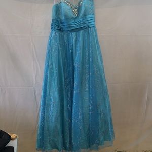 Aqua blue prom dress. floor length
